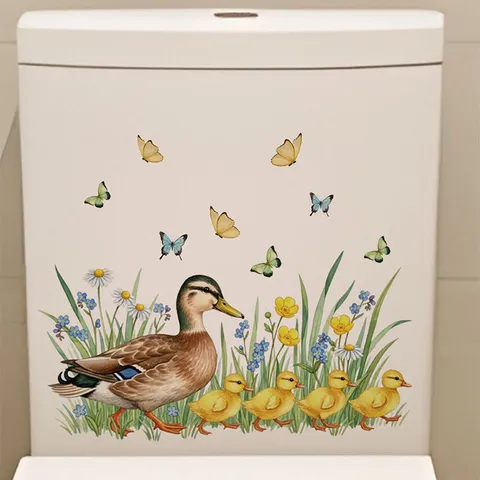 Easter Duck Floral Butterfly Wall Sticker PVC Waterproof Removable Wall Decal For Living Room Bedroom Home Decor