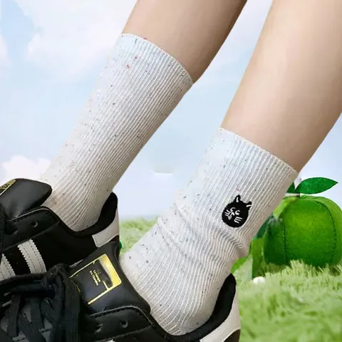 Calcetines de Tubo Llenos de Animales de Dibujos Animados Lindos para Mujer Mezcla de Poliéster Suave Tejido Diario Casual Moda