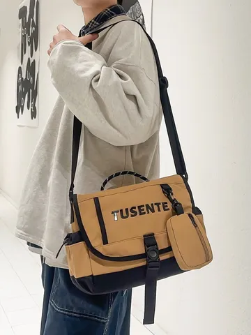 Bolso Bandolera Casual de Nailon Unisex Estilo Ropa de Trabajo Bolso Crossbody Con Correa Ajustable y Bolsillo Pequeño Bolso de Hombro Diario