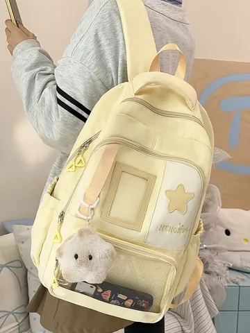Γλυκό Σχολικό Στυλ Νάιλον Σακίδιο Πλάτης Ita Bag Μεγάλη Χωρητικότητα Διαφανές Παράθυρο Σχολική Τσάντα Για Γυναίκες