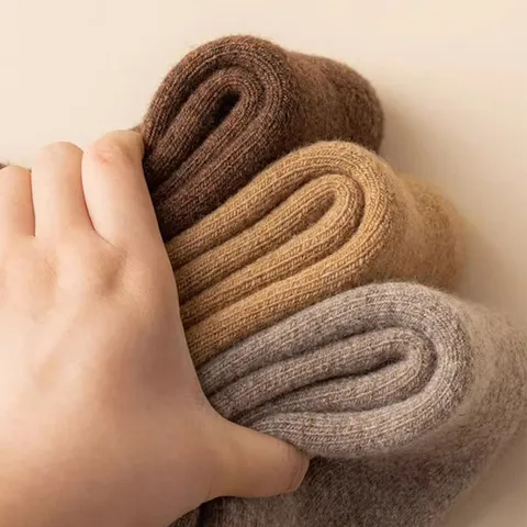 Herren Winter Verdickte Thermosocken Einfarbig Frottee Mittelhoch Warme Wollmischung Socken Kaltes Wetter Lässige Freizeitsocken