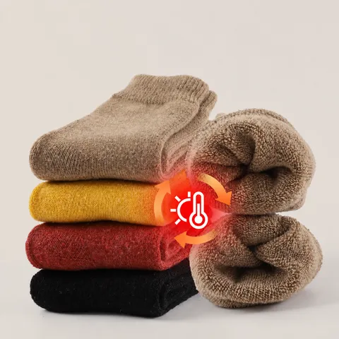 Calcetines de Lana Cálidos y Gruesos de Invierno para Mujer Color Sólido Media Caña Térmicos Calcetines de Suelo Casuales Forrados de Forro Polar