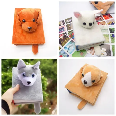 Lindo Perro Peluche Álbum de Fotos Dibujos Animados Animal Cubierta Suave Cuaderno Estudiante Regalo de Cumpleaños Niños Libro de Memoria