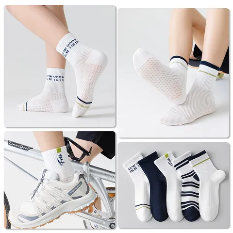 Calcetines Deportivos de Algodón Transpirable para Hombre con Malla Absorbente de Sudor Calcetines Casuales de Verano para Estudiantes Jóvenes