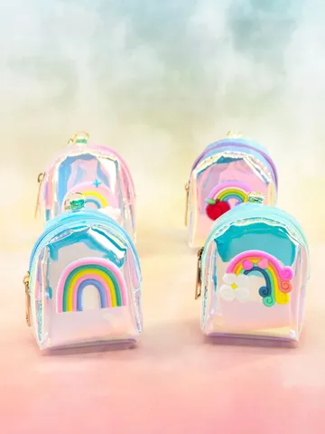 Iridescent Laser Mini Backpack Coin Purse For Girls Cute Cartoon Rainbow Unicorn Earphone Storage Bag Small Keychain Wallet