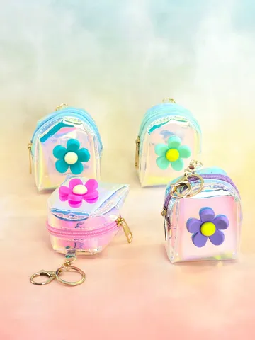 Cute Laser Holographic Coin Purse Sweet Flower Bowknot Mini Backpack Keychain Storage Bag Waterproof Small Wallet For Women Girls