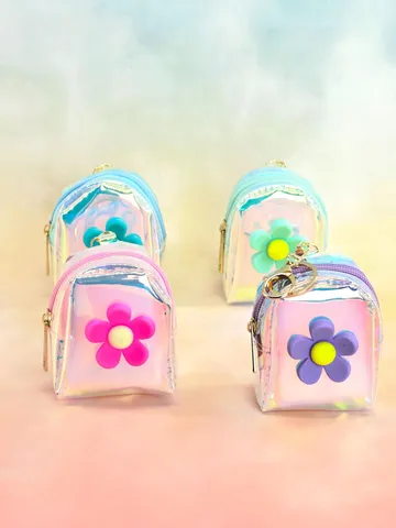 Cute Laser Holographic Coin Purse Sweet Flower Bowknot Mini Backpack Keychain Storage Bag Waterproof Small Wallet For Women Girls
