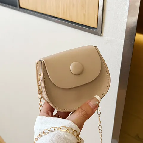 Bolso Bandolera de PVC Color Sólido para Niños De Moda Bolso de Hombro Mini Monedero Con Cierre de Botón