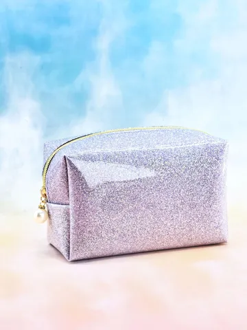 Women Sequin Glitter Makeup Bag Portable PVC Cosmetic Pouch With Pearl Zipper Luxury Sparkle Makeup Organizer For Travel Daily Storage