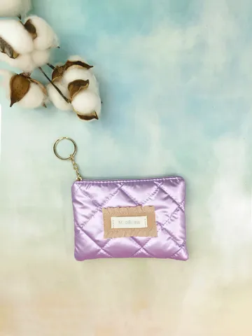 Women Quilted Velvet Mini Coin Purse With Keychain Metallic Diamond Lattice Zip Pouch Fashion Ruffle Small Change Wallet