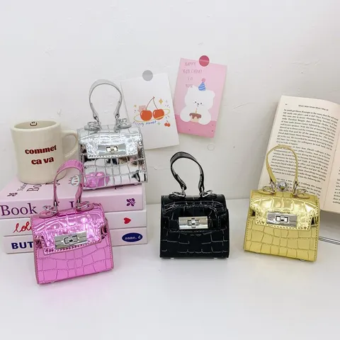 Women Mini Crossbody Bag Holographic Crocodile Pattern Fashionable Laser PU Handbag With Metal Lock And Chain Strap