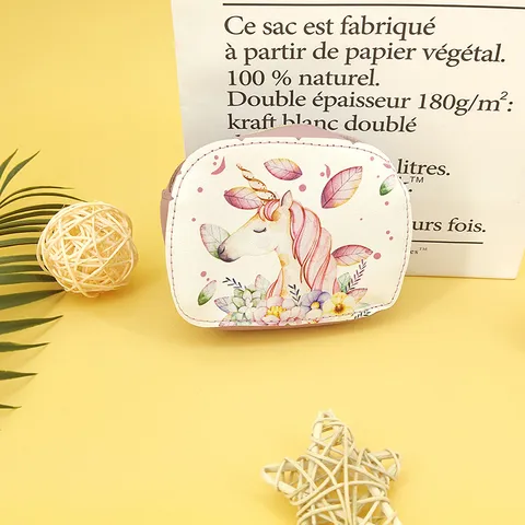 Linda Bolsa Cruzada de Unicornio de Dibujos Animados para Niños PVC Cuero PU Hombro Monedero Elegante Impresión de Arcoíris Mini Bolsa