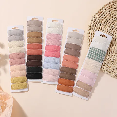 Cute Sweet Fabric Snap Clips For Kids Girls Embroidered Scalloped Edge Hairpins Solid Color Daily Hair Accessories Headwear