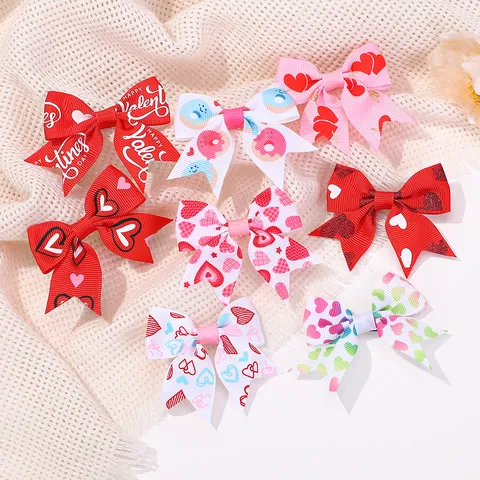 Pinzas para el Cabello con Lazo Estampado para Niños Accesorios para el Cabello de Tela Colorida Pinzas Laterales a la Moda para Bebés