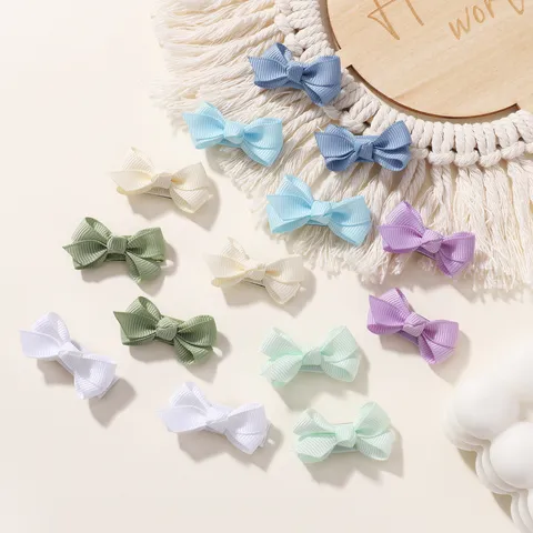 Children Grosgrain Ribbon Bow Hair Clips Solid Color Handmade Alligator Clips Headwear Accessories For Toddler Girls Daily Decoration