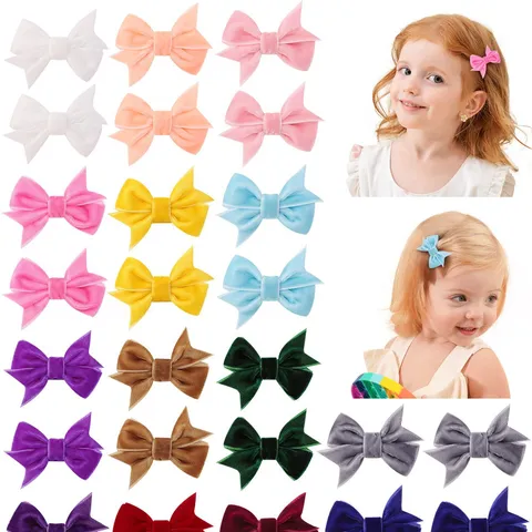 Kinderen Gevlokte Strik Haarklem Effen Kleur Krokodillenklem Zoete Haaraccessoires Voor Peuter Meisjes Pony Haardspeld