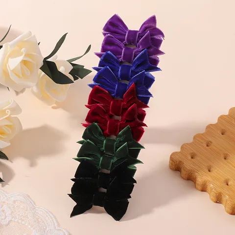 Kinderen Gevlokte Strik Haarklem Effen Kleur Krokodillenklem Zoete Haaraccessoires Voor Peuter Meisjes Pony Haardspeld