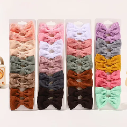 Kinder Baby Mädchen Einfarbige Schleife Haarspangen Maiskorn Waffel Textur Pony Seiten Barrette Süße Kinder Haar Accessoires