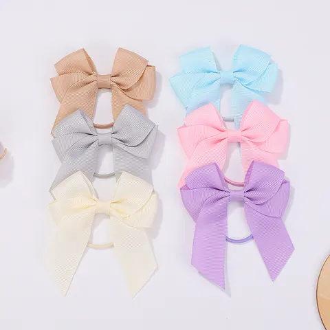 Elastici per Capelli a Fiocco in Nastro Grosgrain per Bambini Doppio Strato Accessori per Capelli per Ragazze Fatti a Mano