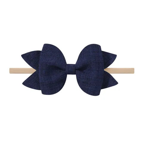 Diademas de Nylon Suave para Recién Nacido Color Sólido Textura de Lino Lazo Banda para el Cabello para Bebés Niñas Accesorios Fotografía