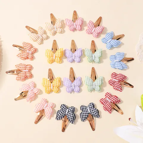 Haarspangen Für Kinder Im Koreanischen Stil Karomuster Schleife Künstliche Perle Entenschnabel-Clips Bunter Haarschmuck