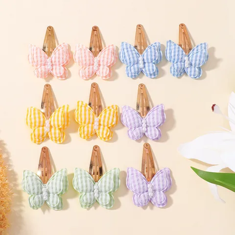 Haarspangen Für Kinder Im Koreanischen Stil Karomuster Schleife Künstliche Perle Entenschnabel-Clips Bunter Haarschmuck