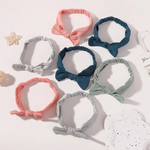 Pasgeboren Baby Bloemen Crêpe Katoen Strik Hoofdband Set Zacht Elastisch Nylon Haarband Schattige Peuter Meisjes Hoofddeksels Haaraccessoires Cadeau