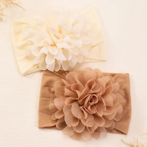 Fascia per Neonati in Nylon Morbida Fascia Elastica per Capelli con Grande Fiore Fatto a Mano Accessori per Capelli da Principessa per Neonati Bambine