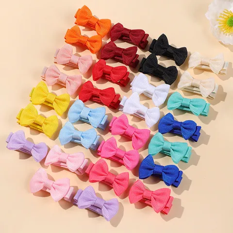 Juego de Pinzas para el Cabello con Lazo de Cinta de Grosgrain para Niños Accesorios para el Cabello de Boutique de Color Sólido para Escuela Diaria Mujeres Niñas