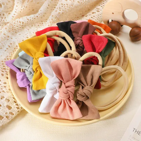 Fascia per Capelli per Neonato con Fiocco Tinta Unita Carino Fascia per Capelli in Nylon ad Alta Elasticità per Bambini Ragazze Accessori per Capelli Fasce in Tessuto Morbido Regalo