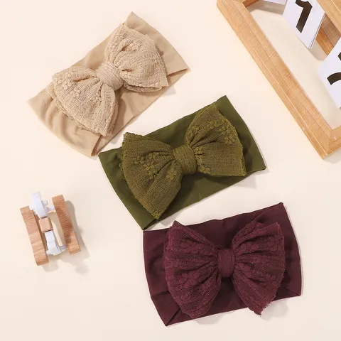 Baby Bow Headband Kids Soft Fabric Hair Band Pleated Shiny Silk Newborn Toddler Photography Props Elastic Headwear Set