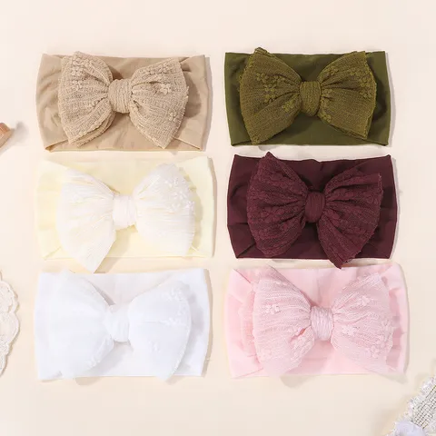 Baby Bow Headband Kids Soft Fabric Hair Band Pleated Shiny Silk Newborn Toddler Photography Props Elastic Headwear Set