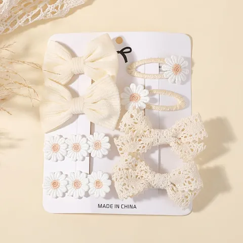 Juego de Horquillas de Pelo Infantiles Hechas a Mano Lazo de Tela Margarita Floral Pasadores para Niñas Accesorios de Pelo (2357)