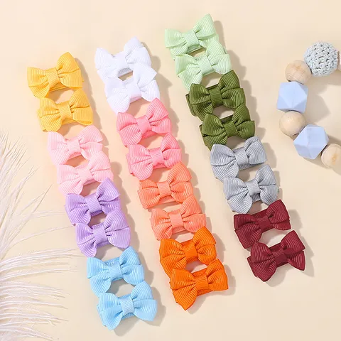 Candy Color Ribbon Bow Hair Clips Kids Baby Alligator Clips Handmade Grosgrain Ribbon Hairpins Sweet Hair Accessories For Girls