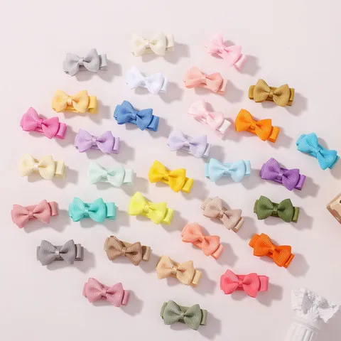 Mini Grosgrain Ribbon Bow Hair Clips For Girls Candy Color Toddler Small Hairpins Cute Handmade Bowknot Barrette For Children Hair Accessories