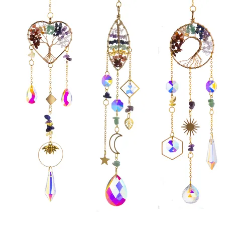 Acchiappasole in Cristallo Albero Della Vita Creatore di Arcobaleno Ornamento da Appendere per Finestra Giardino Casa