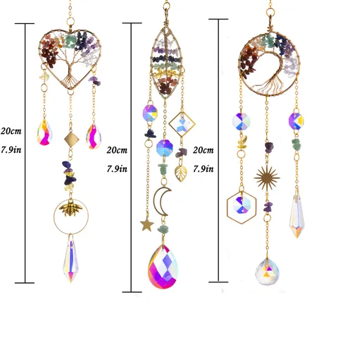 Acchiappasole in Cristallo Albero Della Vita Creatore di Arcobaleno Ornamento da Appendere per Finestra Giardino Casa