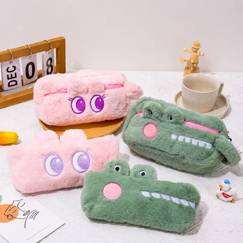 Japanese Ins Style Cute Cartoon Plush Large Capacity Pencil Case Simple Storage Bag For Students Stationery Bag