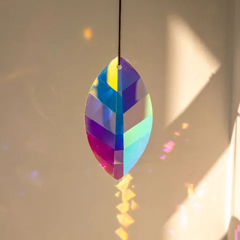 Cristallo Acchiappasole Prisma Rivestito Colore AB Sfaccettato Vetro Prisma Creatore di Arcobaleno Decorazione Finestra Casa
