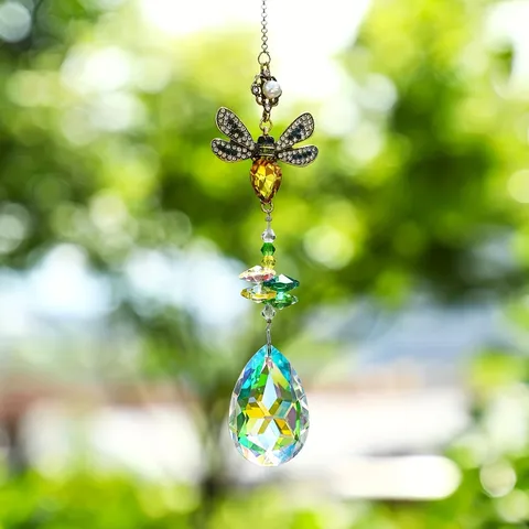 Acchiappasole in Cristallo Con Strass Colorati Decorazione da Appendere per Giardino Ape Farfalla Colibrì Creatore di Arcobaleni