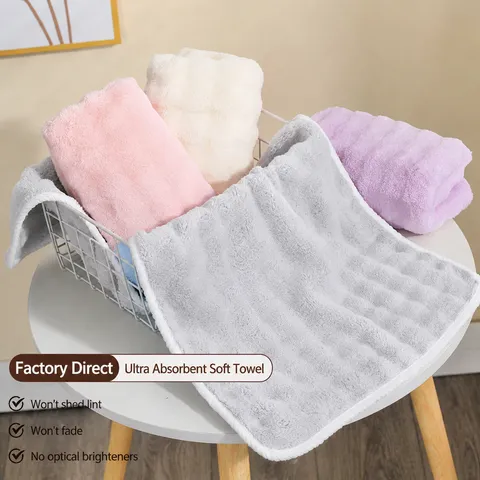 Weiches Absorbierendes Korallenfleece Gesichtstuch Schnelltrocknend Einfarbig Quadratisches Tuch Tägliches Bad Handtuch Waschlappen