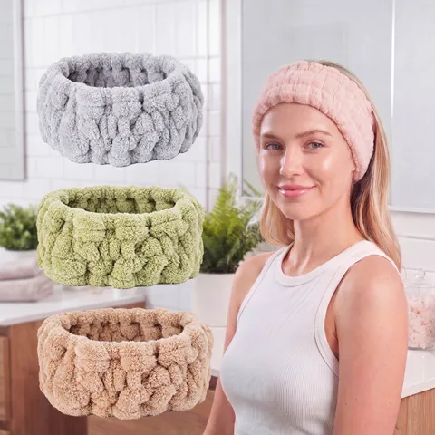 Damen Breites Korallenfleece Gesichtsreinigung Stirnband Weiches Elastisches Make-up Hautpflege Haarband Einfarbig Saugfähig Spa Kopfbedeckung
