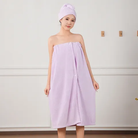Peignoir en Polaire Corail pour Femmes Serviette de Bain Douce Absorbante Séchage Rapide