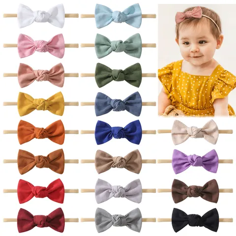 Fascia per Capelli per Neonato con Fiocco Tinta Unita Carino Fascia per Capelli in Nylon ad Alta Elasticità per Bambini Ragazze Accessori per Capelli Fasce in Tessuto Morbido Regalo