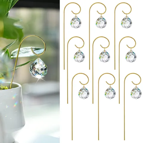 Kristallen Bol Prisma Zonvanger Voor Planten Goud Metaal Plantenstandaard Tuin Decoratieve Regenboogmaker Kristal Prisma Decor