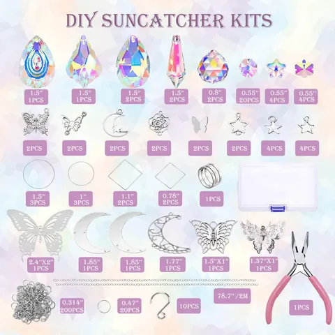 DIY Crystal Suncatcher Kit Butterfly Moon Star Pendants Rainbow Maker Prisms For Home Window Decor Hanging Ornament Wind Chime Craft