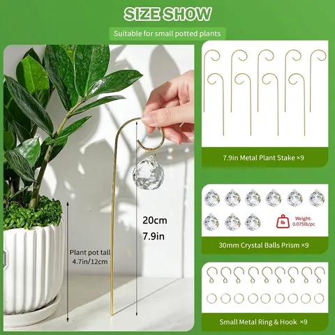 Kristallen Bol Prisma Zonvanger Voor Planten Goud Metaal Plantenstandaard Tuin Decoratieve Regenboogmaker Kristal Prisma Decor