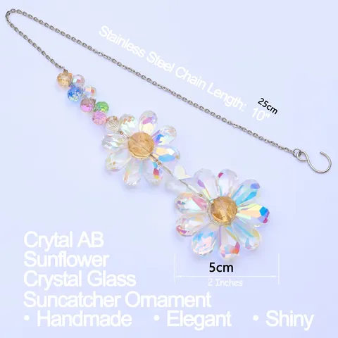 Crystal Flower Suncatcher Rainbow Maker Hanging Ornament AB Iridescent Butterfly Glass Prism For Window Garden Home Decor