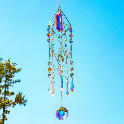 Crystal Suncatcher Prism Rainbow Mandala Hanging Ornament K9 Crystal Ball Sun Catcher For Window Balcony Garden Home Decor