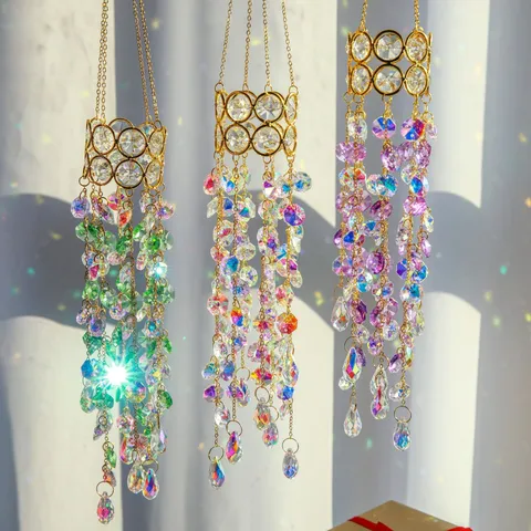 Scacciapensieri Appeso in Cristallo Artificiale di Lusso Decorazione Geometrica Colorata Prisma Pendente per Casa Giardino Finestra